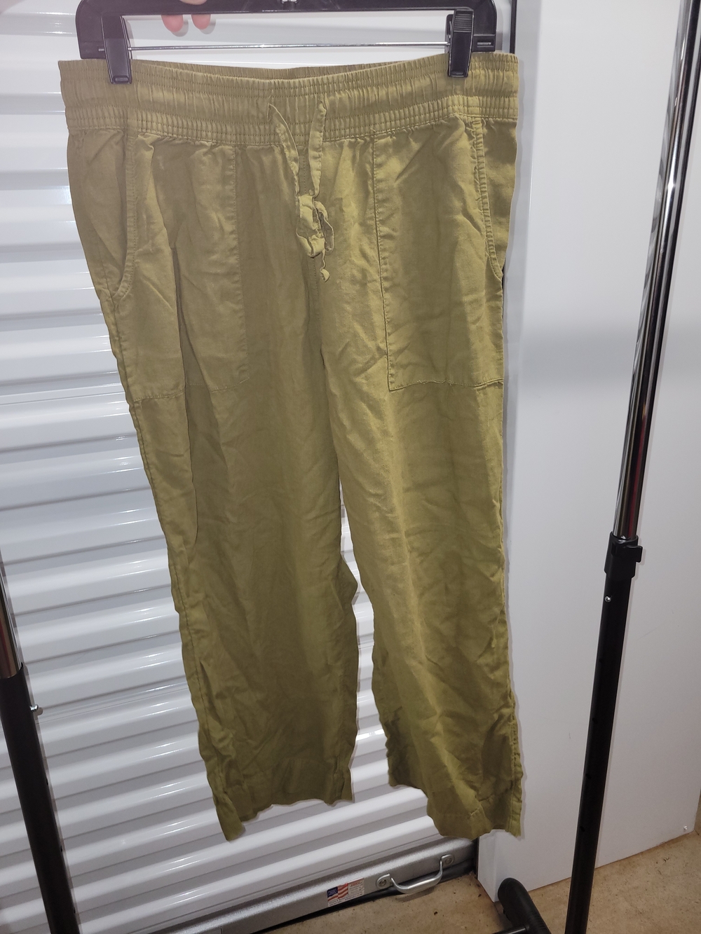 Cynthia Rowley Green Wide Leg Linen Blend Pants Large Pockets Coastal Boho